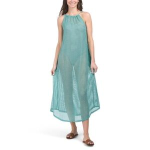 HAUTE HIPPIE GREEN MESH CROCHET DRESS SWIMSUIT BEACH POOL COVER UP COVERUP SZ L